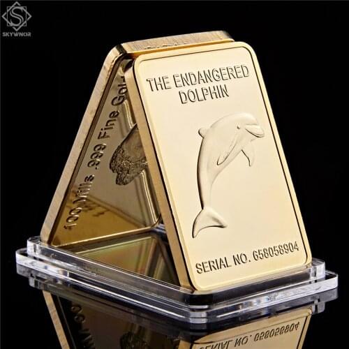 The Endangered Dolphin Australia Bullion Animal Replica Gold Plated Bullion Bar Souvenir Coin