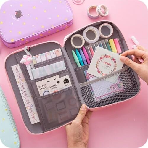 Korean Kawaii Pencil Case Storage Bag Cute Cat Big Pencil Box Make Up Pencilcase Bullet Journal School Stationery Kalem Kutusu