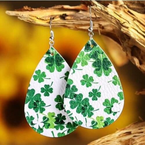 Hot Sale Leather Earrings Irish Series Leather Earrings Creative Water Drop Leather Earrings 2021 Wholesale