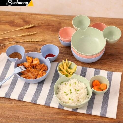 Cute Kids Cutlery Set Straw Mickey Childrens Dish Food Container Plate Minnie Tableware