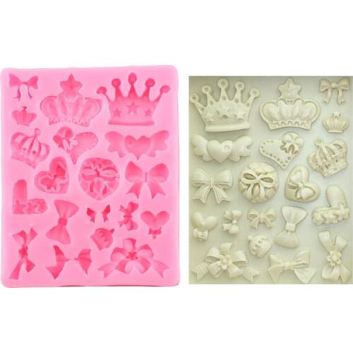 Cartoon Crown Bow Tie Silicone Mold Cupcake Topper Fondant Molds DIY Baking Chocolate Cake Decorating Tools Clay Resin Moulds