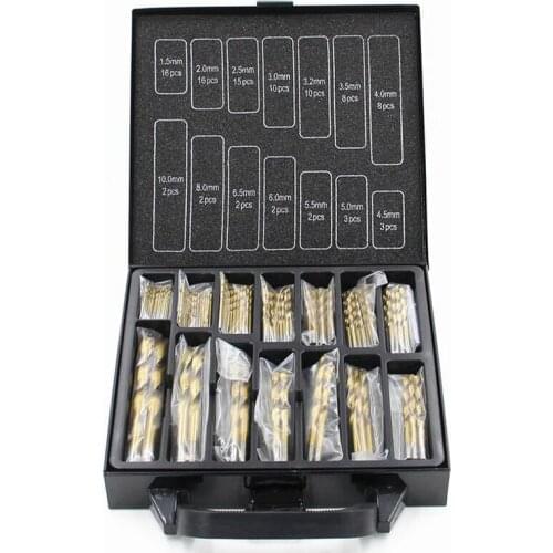 99PCS HSS Twist Drill Bits Set 1.5-10mm Titanium Coated Surface 118 Degree For Drilling Metal