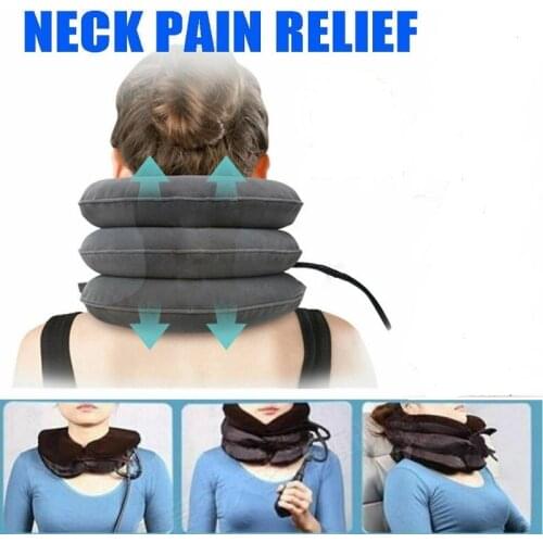 Neck Head Pain Traction Support Brace Device Air Inflatable Pillow Cervical