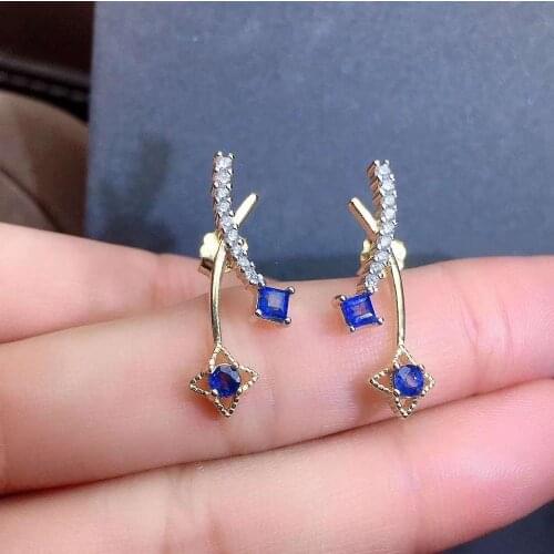 Natural Stone Sapphire Earrings For Women Pure 925 Sterling Silver Fashion Jewelry Classic Women Earrings