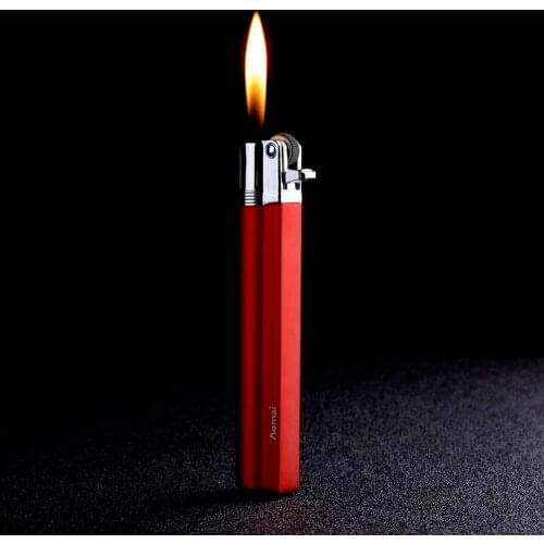 New Product Fashion Simple Gas Grinding Wheel Butane Metal Open Flame Cigarette Cigar Lighter Stain Surface Body Women Gadgets