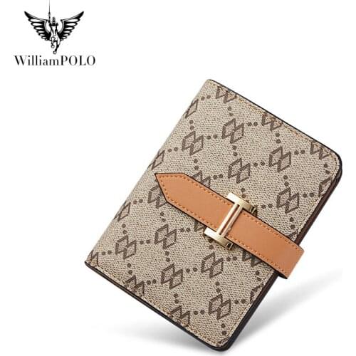 WILLIAMPOLO New small purse womens fashion simple short British style wallet multifunctional multi-card card package pl208120