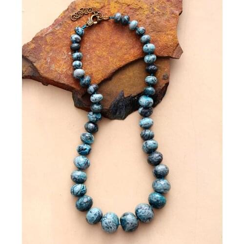 Graduated Beads Necklaces Natural Jaspers Stone Chokes Collar Necklace Women Classic Bold Necklaces Gifts