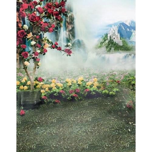 Landscape Red Rose Flowers Hill Photography Backdrops Photo Props Studio Background 5x7ft