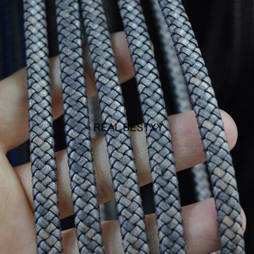 5m/Lot Approx: 7*3mm Good Flexibility Genuine Braided Leather Rope Cowhide Leather Cord For Bracelets DIY Jewelry Making Finding