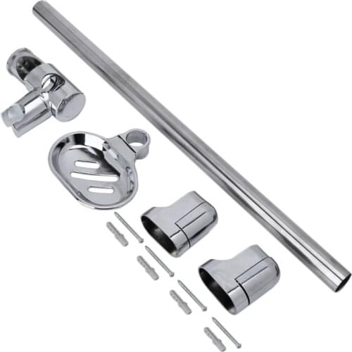 A Set Shower Rod Soap Dish Lifter Pipe ABS Lifting Frame Adjustable Head Holder C5AC