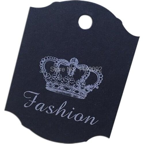 Custom cute jewelry tags/clothing retro kraft paper hang tag/garment printed tags/clothing label printing/black cardboard tags