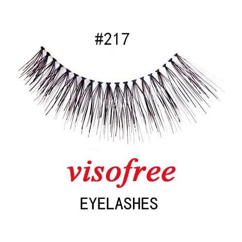 Visofree Eyelashes False Human Hair Lashes Clear Wispy Eyelashes Long Winged Lashes Natural Light-weight Lashes 1pair /box #217