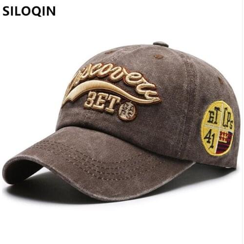 SILOQIN New Summer Washed Cotton Baseball Cap For Men Women Snapback Cap Adjustable Size Male Bone Letter Embroidery Sports Caps