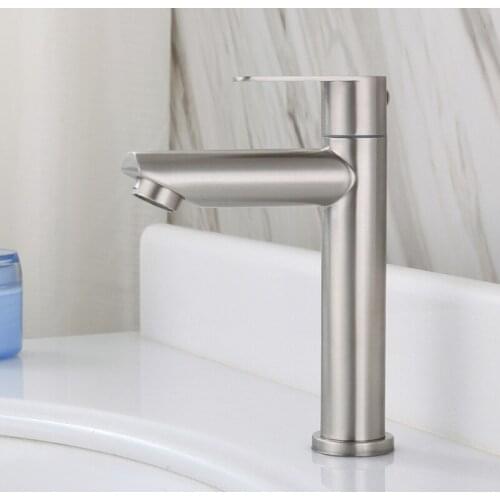 Basin Faucet Stainless Steel Single Cold Basin Faucet Bathroom Wash Basin Bathroom Wash Basin Faucet