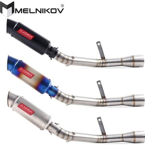 Motorcycle Full Exhaust Middle Pipe Connection Link Pipe Round 51mm Muffler Slip On For Kawasaki Z900 Ninja900