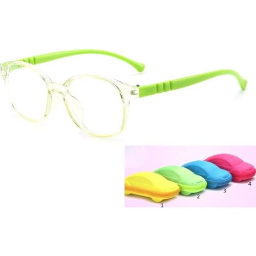 With Case Boy Girl Game Reading Computer Protective Goggle Fashion Children Glasses Plain Kids Round Anti Blue Light Eyewear