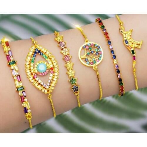 Life tree dinosaur crystal micro pave cz zircon cubic zirconia Bracelet Adjustable silicone Charm Snake Chain Copper Jewelry ss2