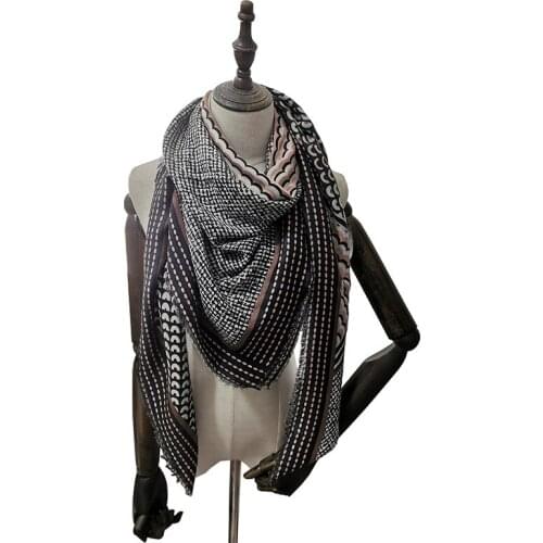 Winter Warm New Style Cotton Linen Ultra Large Square Towel Geometric Scarf Womens Cape
