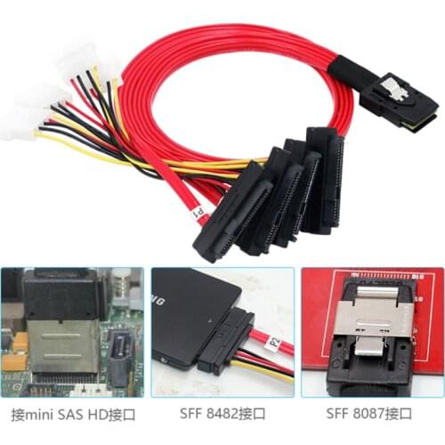 LSI / 3Ware Molex Mini SAS SFF-8087 To SFF-8482 And Power X4 SAS Cable