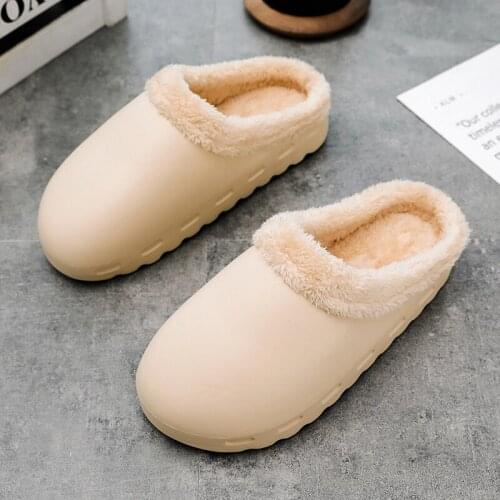 2021 Winter Slippers Warm Women Shoes Waterproof Men Slippers Couples Non-Slip Plush Cotton Indoor Outdoor Cozy Home Autumn