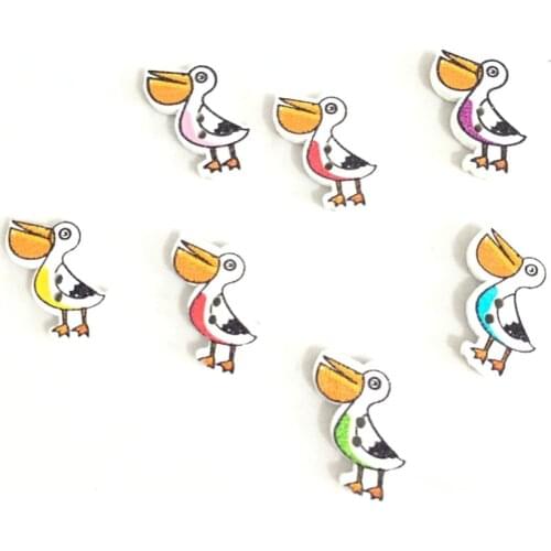 50PCs Mixed Cartoon Duck Wooden Buttons 2 Hole Sewing DIY Sewing Accessories Supplies 7NK214