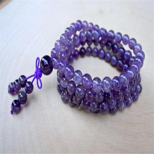 6mm Natural Amethyst 108 Beads Handmade Tassel Necklace Prayer Mala Classic Spirituality Japa Meditation