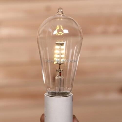 6PCS RH LOFT E27 Edison LED SMD bulb ball Lamp Light 3W clear glass ST58 360 Degree