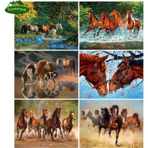 Diamond Painting by Number Cross Stitch Horse Animal Pattern Full Square Resin Drill Diamond Embroidery Handmade Home Decoration