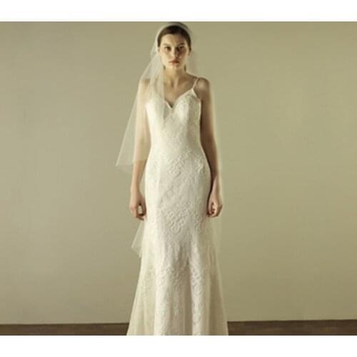 White Lace Veils for Bridal Wedding Accessories Veil Simple Tulle Charming Wedding Fascinator WIth Double Side Comb