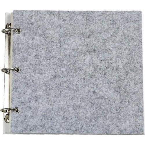 Grey Felt Notebook Loose-leaf Notepad Vintage Diary Sketchbook with Blank Paper Hard Bottom Plate - 226*217mm, 30 Sheets Paper