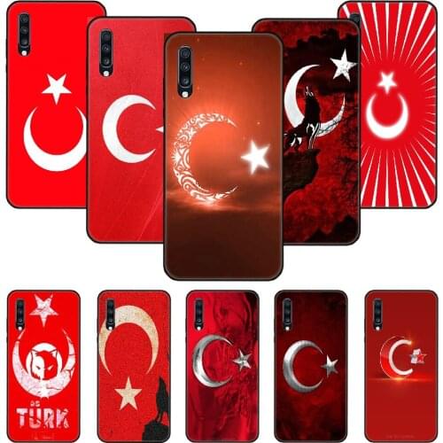 Phone Case For Samsung Galaxy A 50 51 71 70 7 5 10 20 30 40 41 21 S E Black Cover Bumper Luxury Coque Silicone Turkish Flag