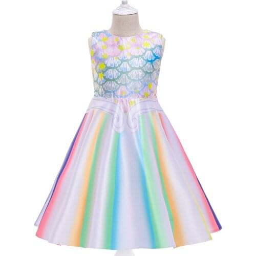 Pretty Flower Girls Party Dresses Casual Princess Summer Girls Colorful Satin Formal Dress Childrens Mermaid Elegant Dress