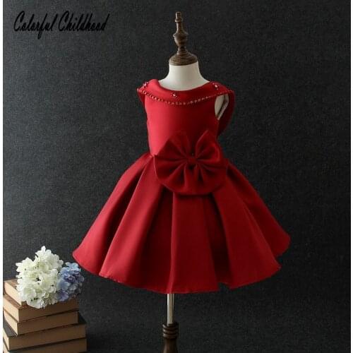 High quality Christmas toddler Baby Girls dress Big bowknot design Tutu Lace Dress kids princess backless party Costume children