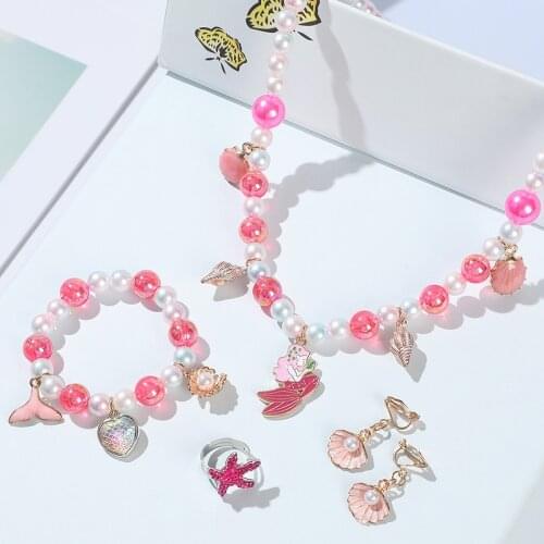 Kids Making Handicrafts Children Girls DIY Bracelet Necklace Princess Jewellery Acrylic Plastic Beads Toy with Kit Set for Wo L1