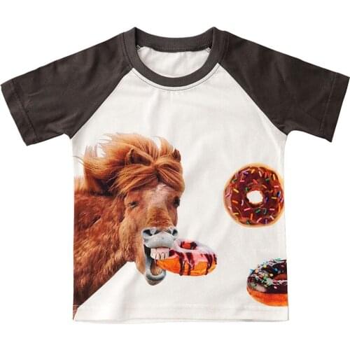 2018 Girls Top Tees Fashion Animal Spliced Baby Boys Summer Tiger T-shirt New Cotton Girls Short Sleeve Kids funny t shirts