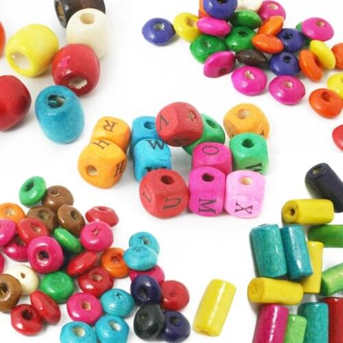 Hot sale Mixed Alphabet /Letter/Barrel/Round/Abacus Cube Wood Spacer Loose Beads 3-17mm Pick Size