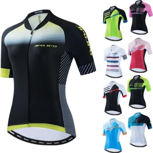 JPOJPO Bike Team Cycling Jersey Pro Bike Jersey Shirt Summer Mountain Bicycle Clothing Breathable Racing Uniform Cycle Tops Girl