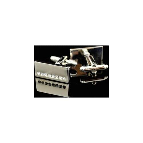 Career White Colour Rhinestone Style Hotsale Copper Material Wholesale Cuff Links