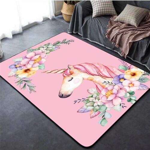 Cute Unicorn Series Pink Girl Cute and Warm Floor Mat Door Mat Anti-slip Mat Carpet Bedroom Living Room Home Decoration
