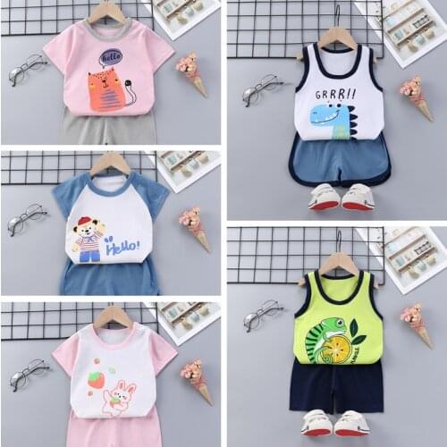 Summer Childrens Clothes Girls Sets Casual Short Sleeve Kids Suit Boys Sports 2 Piece Set 2 3 4 5 6 Years Old Girls Outfits