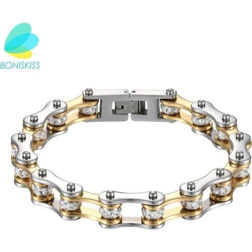 Boniskiss Men Jewelry Motorcycle Chain Bracelet Punk Stainless Steel Biker Bicycle Men Bracelets Pulseras Para Hombre Jewelry