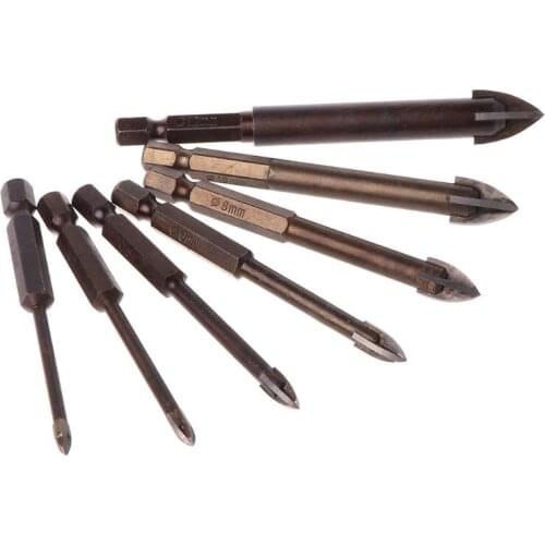 Tungsten Carbide Glass Drill Bit Set Alloy Carbide Point with 4 Cutting Edges Tile and Glass Cross Spear Head Drill Bits M4YC