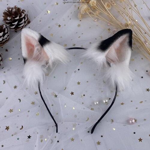 New Handmade Work White Black Cat Style Ears Hair Hoop Christmas Cosplay Party Hairbands Headband Headwear Accessories