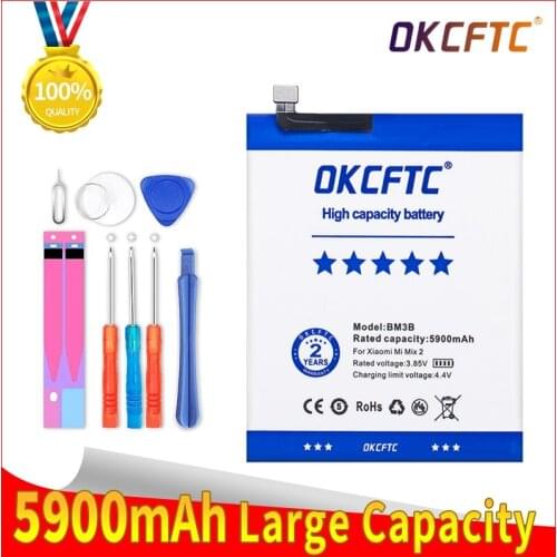 Original OKCFTC Battery for Xiaomi MIX2 MIX2S BM3B 5900mAh High-capacity Version Li-Polymer Replacement Bateria with Tools Gifts