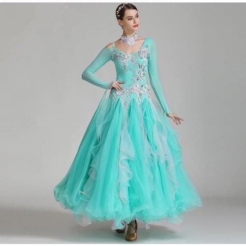Ballroom dance competition dress smooth ballroom dress pattern foxtrot dance dresses rumba dress costume dance wear women green