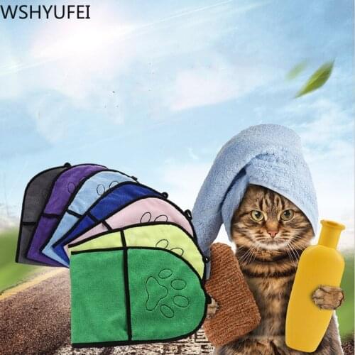 New Pet Dog Bath Towel Microfiber Ultra-Absorbent Cat Small Dogs Drying Towel Blanket With Pocket For Large Dogs Bathrobe