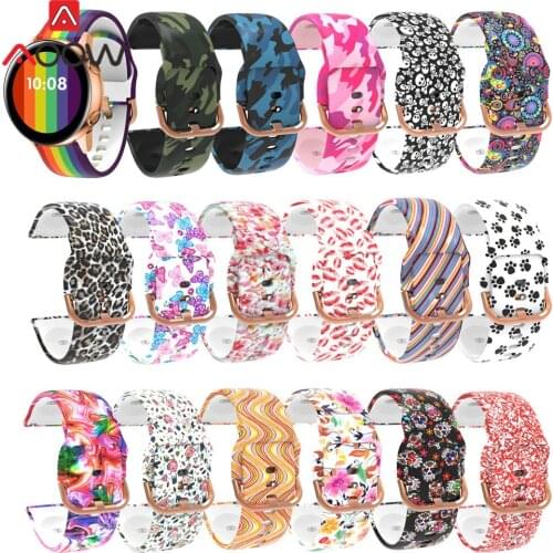 20mm Printing Silicone Band Strap for Samsung Galaxy Watch Active 42mm Gear Sport S2 Active2 Huami Amazfit GTS Watchband Correa