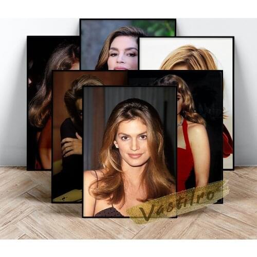 Cindy Crawford Super Model Poster, Living Room Wall Decor, Cindy Beauty Prints Art, Long Hair Elegant Goddess Portrait Painting