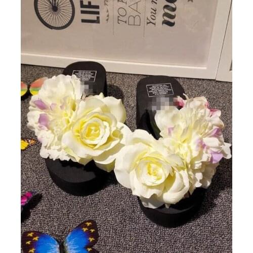 HAHA FLOWER summer new fashion cool slippers thick crust muffin female flowers slope with sandals casual sandals free shipping