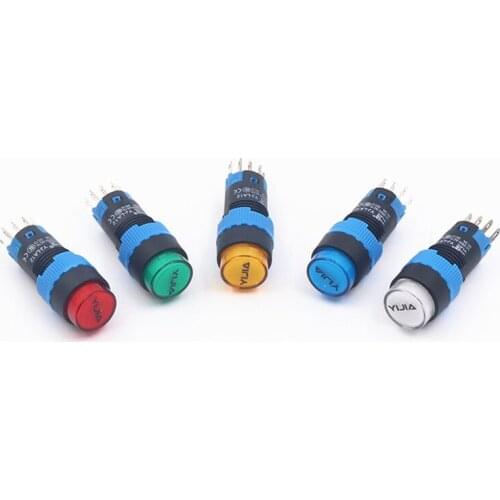 1Pcs 12mm High Quality Button Switch with Lamp 5 Pin NO+NC Self-lock/self-reset 6V 9V 12V 24V 220V LA12-11DN/11DZ